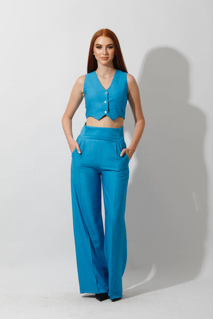 Co-Ord Vest Set - Aqua Blue