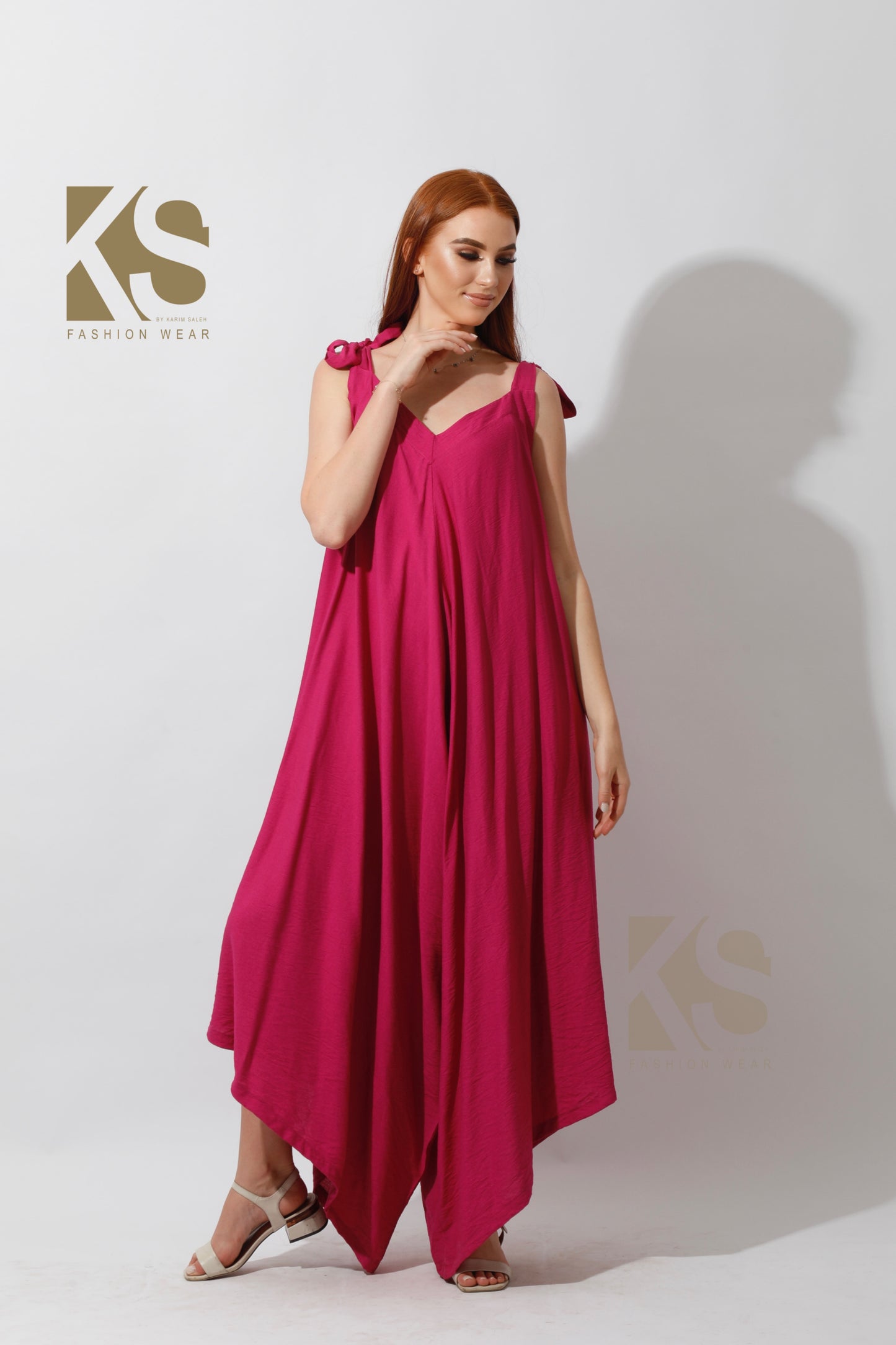 Tied Up Lose Jumpsuit - Barbie Pink