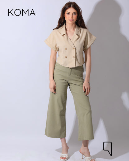 Mira Crossover Short Shirt - Beige