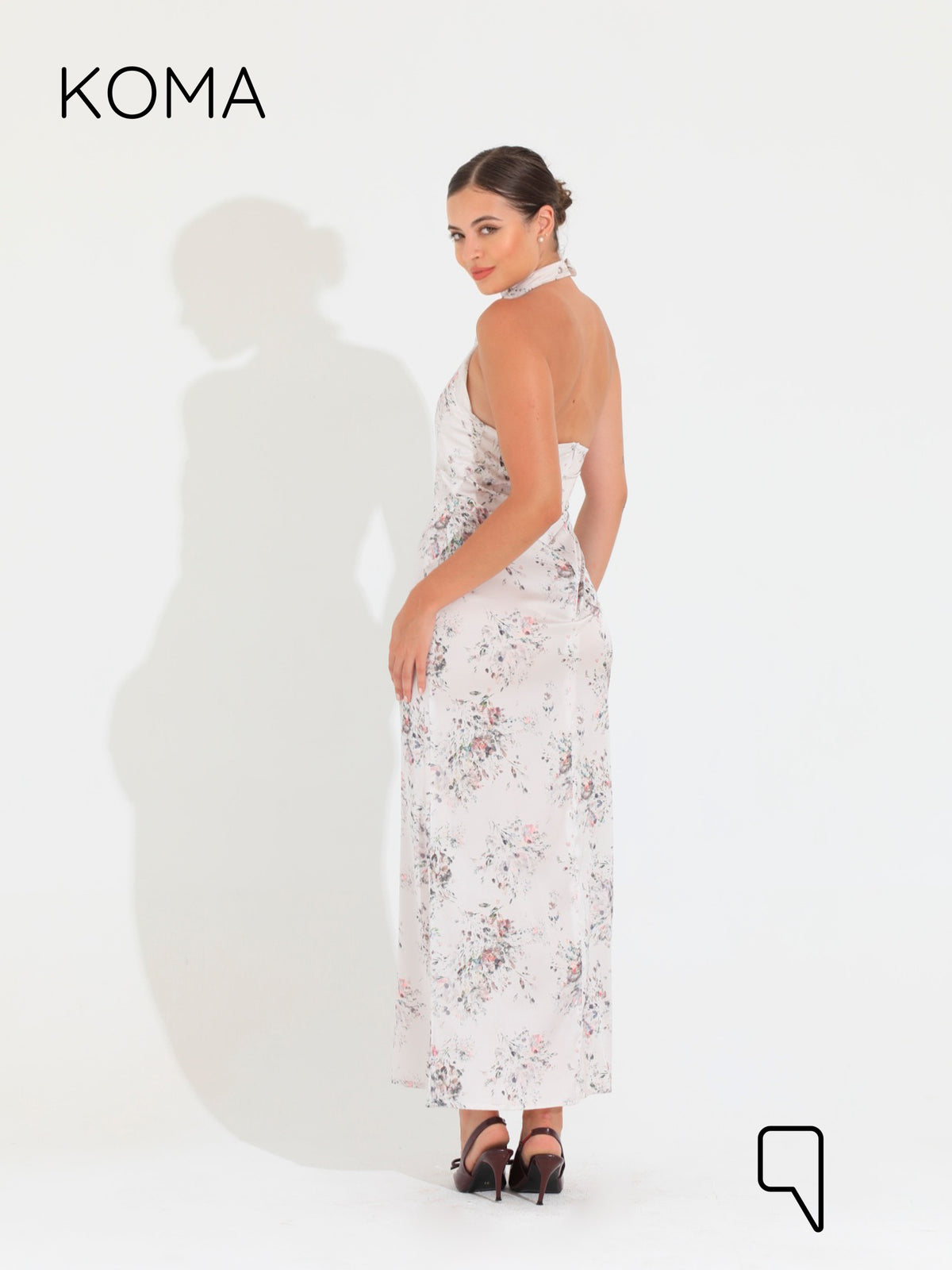 Dahlia Floral Backless Dress - Multicolored White