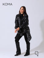 Cailyn Leather eyelet Jacket - Black