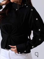 issy snap-button Shirt - Black