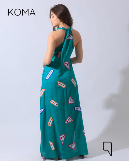 Paulina V Neck Maxi Dress - Multicolored