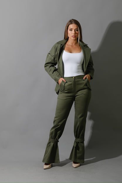 Co-Ord Detached Sleeves Jacket - Olive