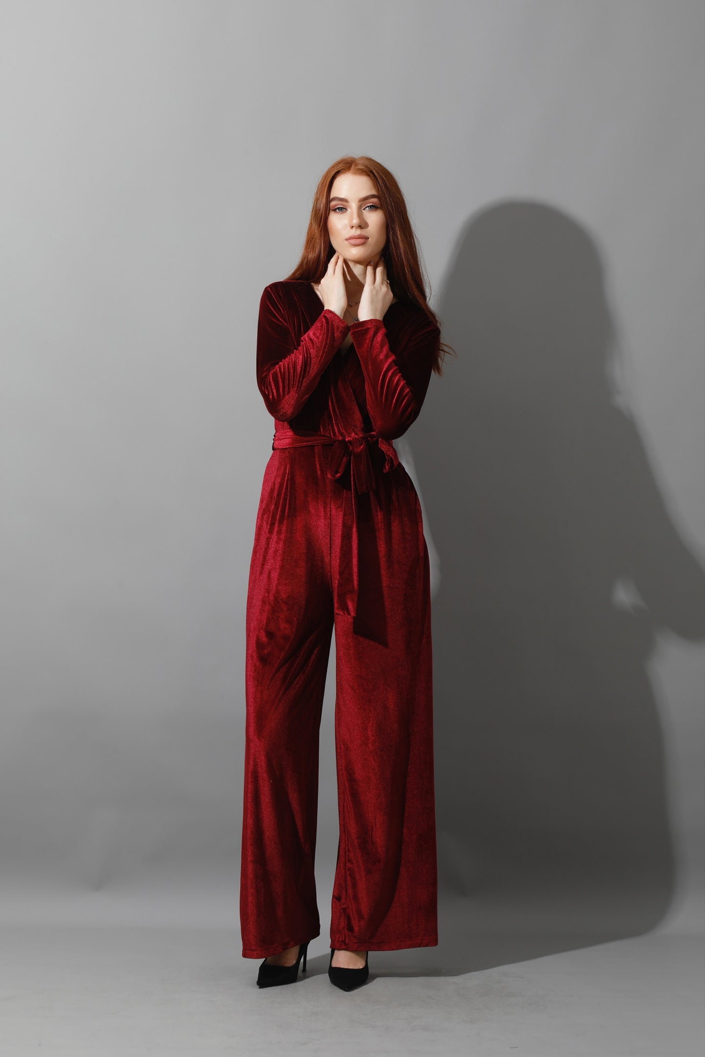 Wrapped wide leg Jumpsuit- Maroon