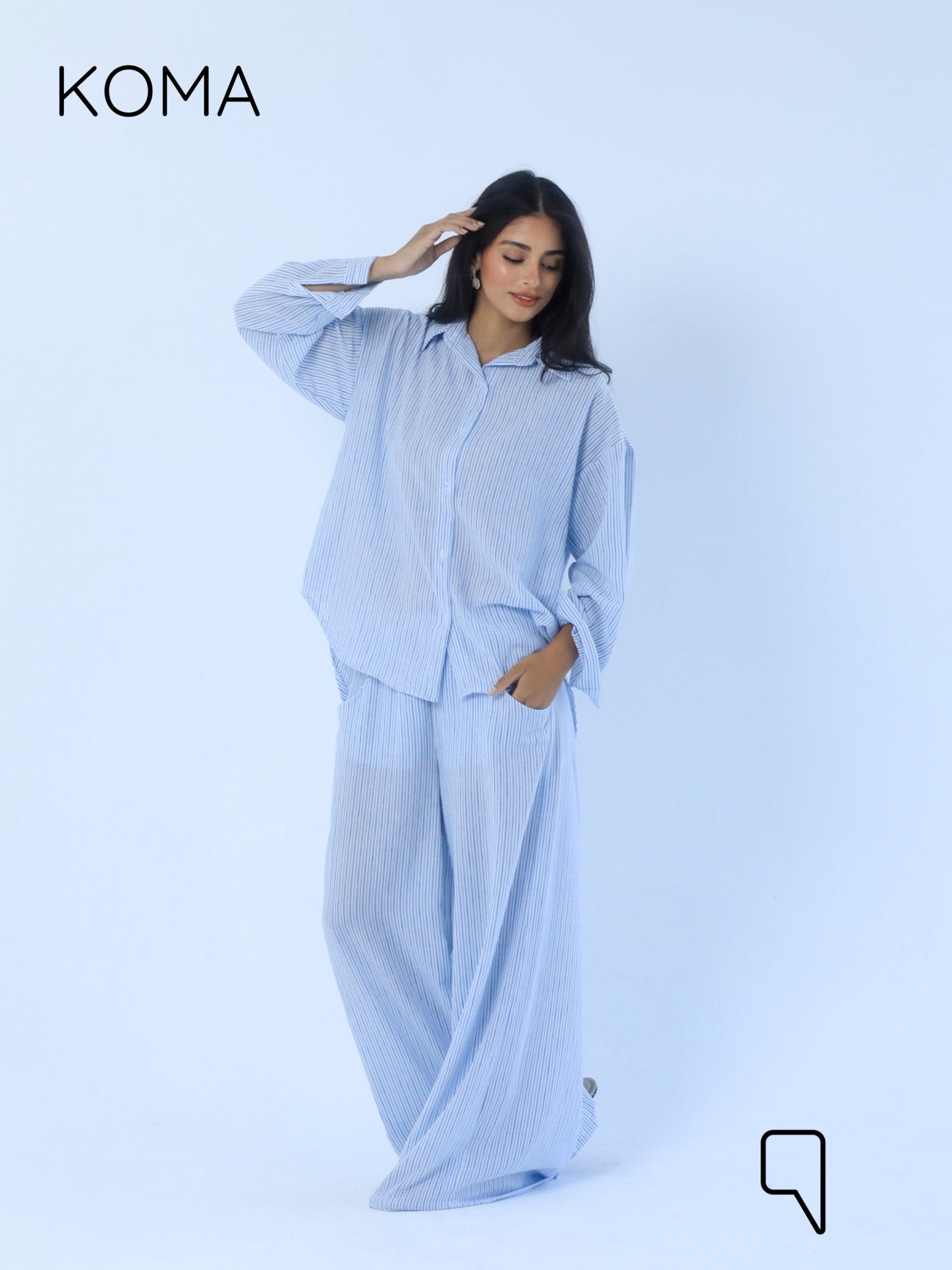 Matilda Long Sleeves Shirt - Striped Blue