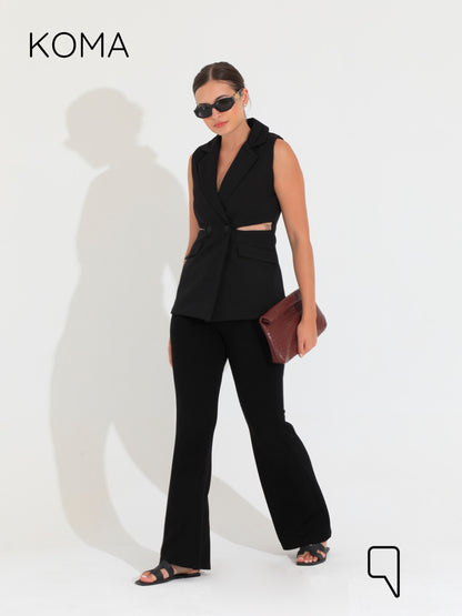 Maxine Double Breasted Vest Blazer - Black