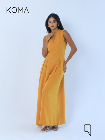Olivia Sleeveless Wide Leg Jumpsuit - Mustard