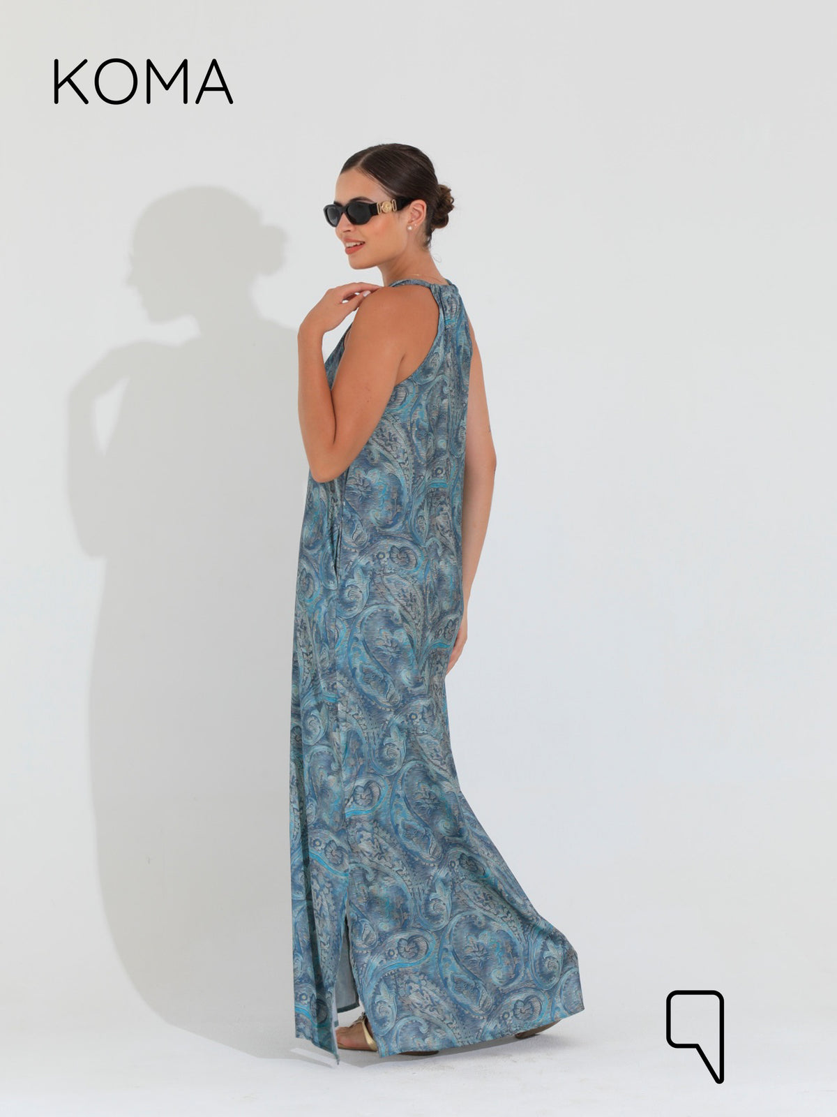 Paulina V Neck Maxi Dress - Multicolored Turquoise