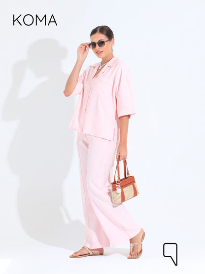 Maeve ShortSleeve Shirt & Blend Trousers Set - Pink