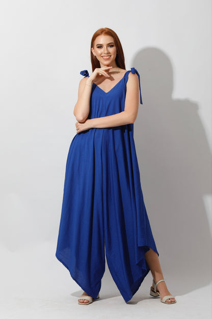 Tied Up Lose Jumpsuit - Electric Blue