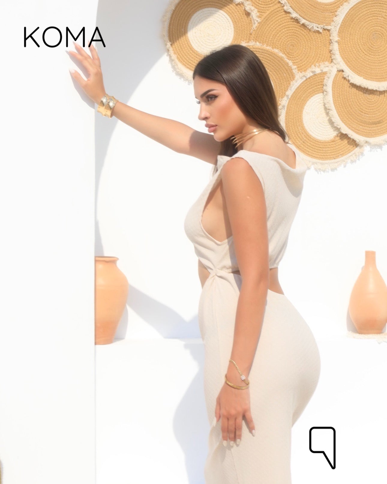 Paulina Cutout Beach Dress - Beige
