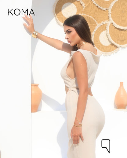 Paulina Cutout Beach Dress - Beige