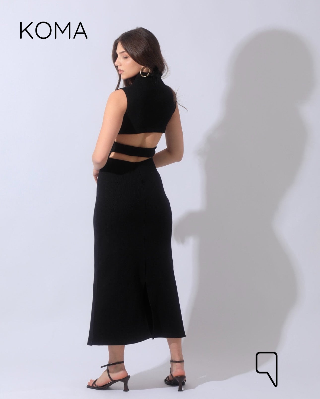 Naomi Halter Neck Midi Sleeveless Dress - Black