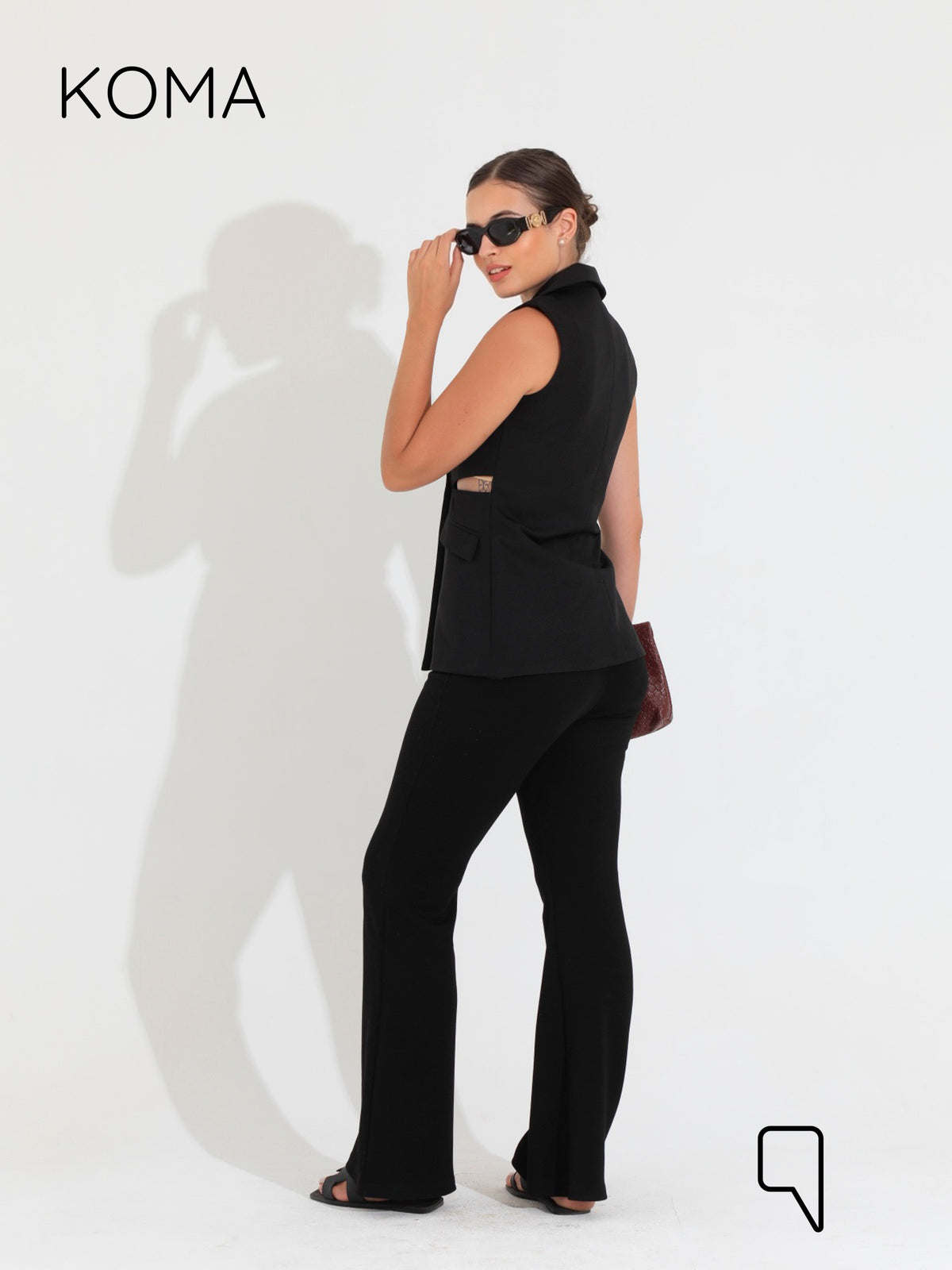 Maxine Double Breasted Vest Blazer - Black