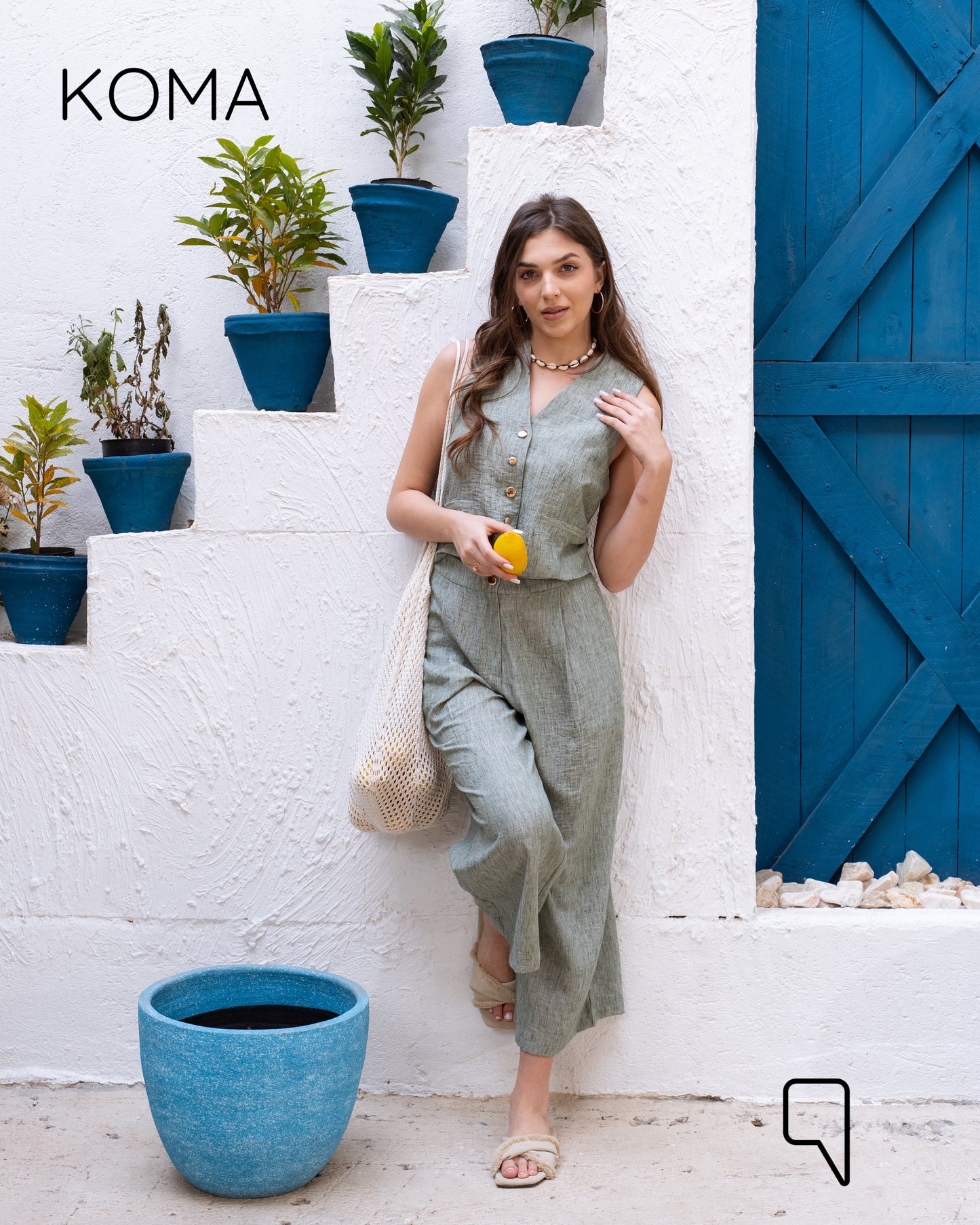 Judy Blend Waistcoat Jumpsuit - Matcha