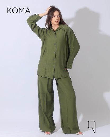 Co-Ord Long Sleeves Shirt - Olive