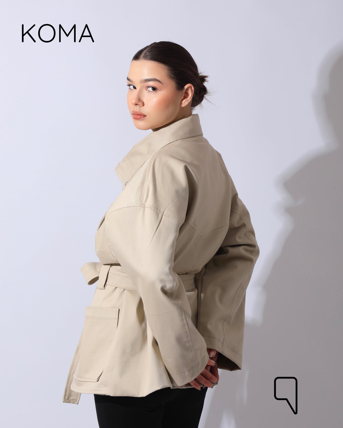 Elizabeth Funnel Neck Trench Coat - Beige