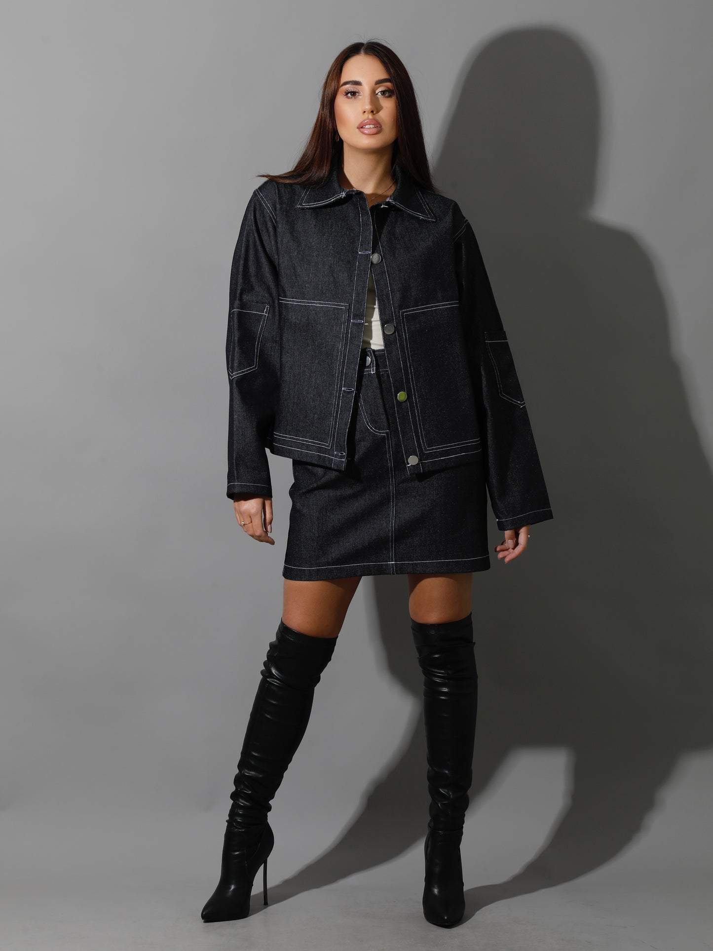 Co-Ord Jeans Short Skirt - Navy Blue