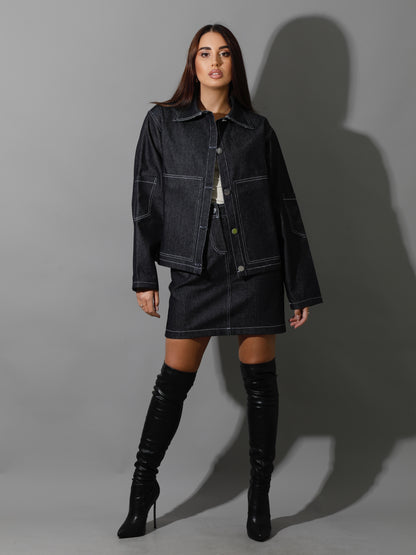 Co-Ord Jeans Short Skirt - Navy Blue