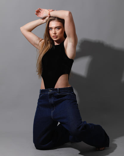 Velvet Body Suit - Black
