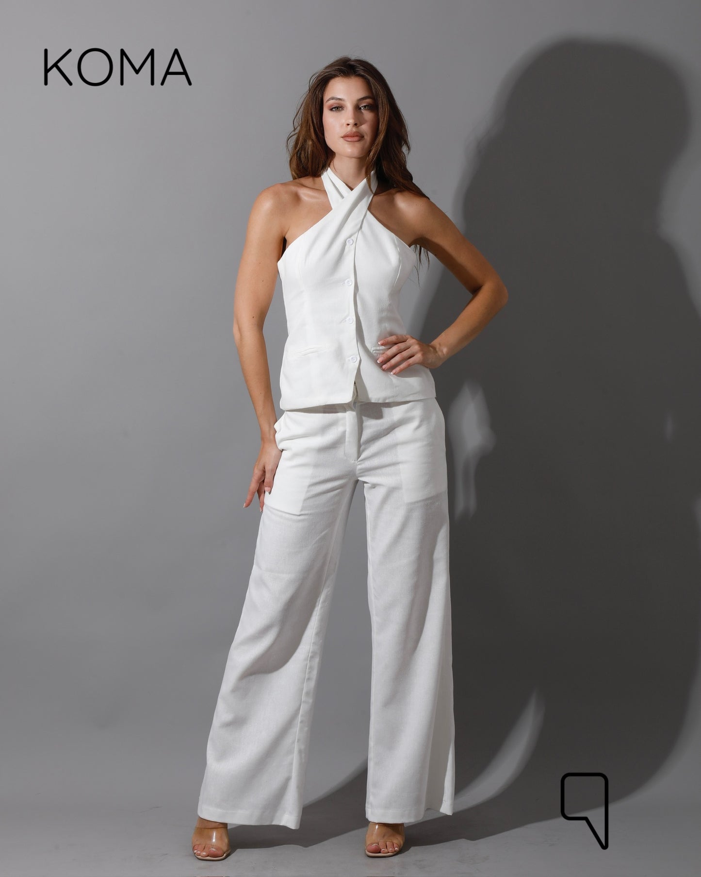 Hallie Halter Neck Vest - White