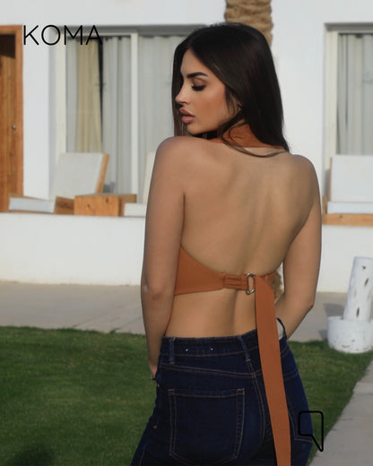 Beccy Backless Formal Vest - Camel