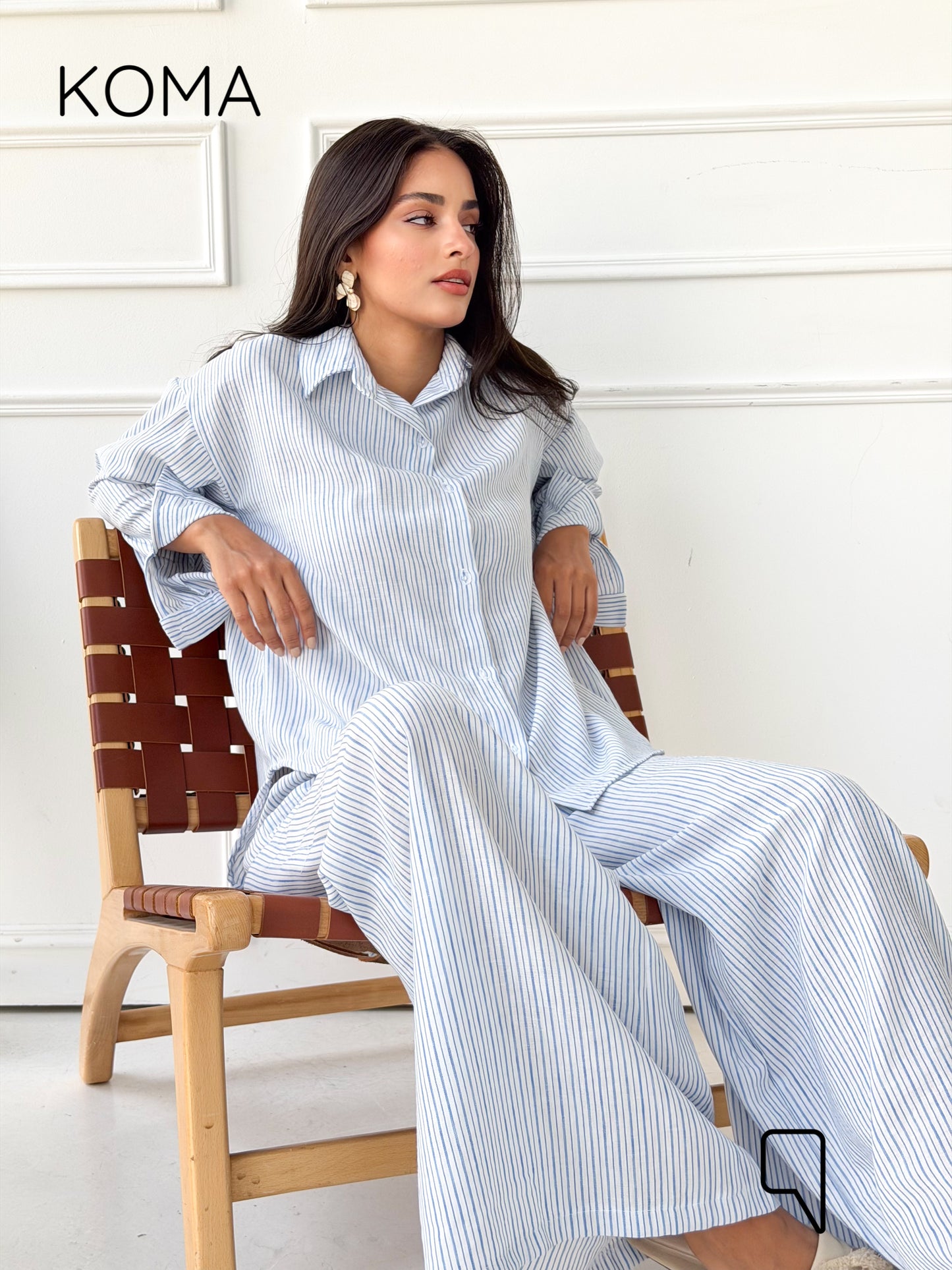 Matilda Long Sleeves Shirt - Striped Blue