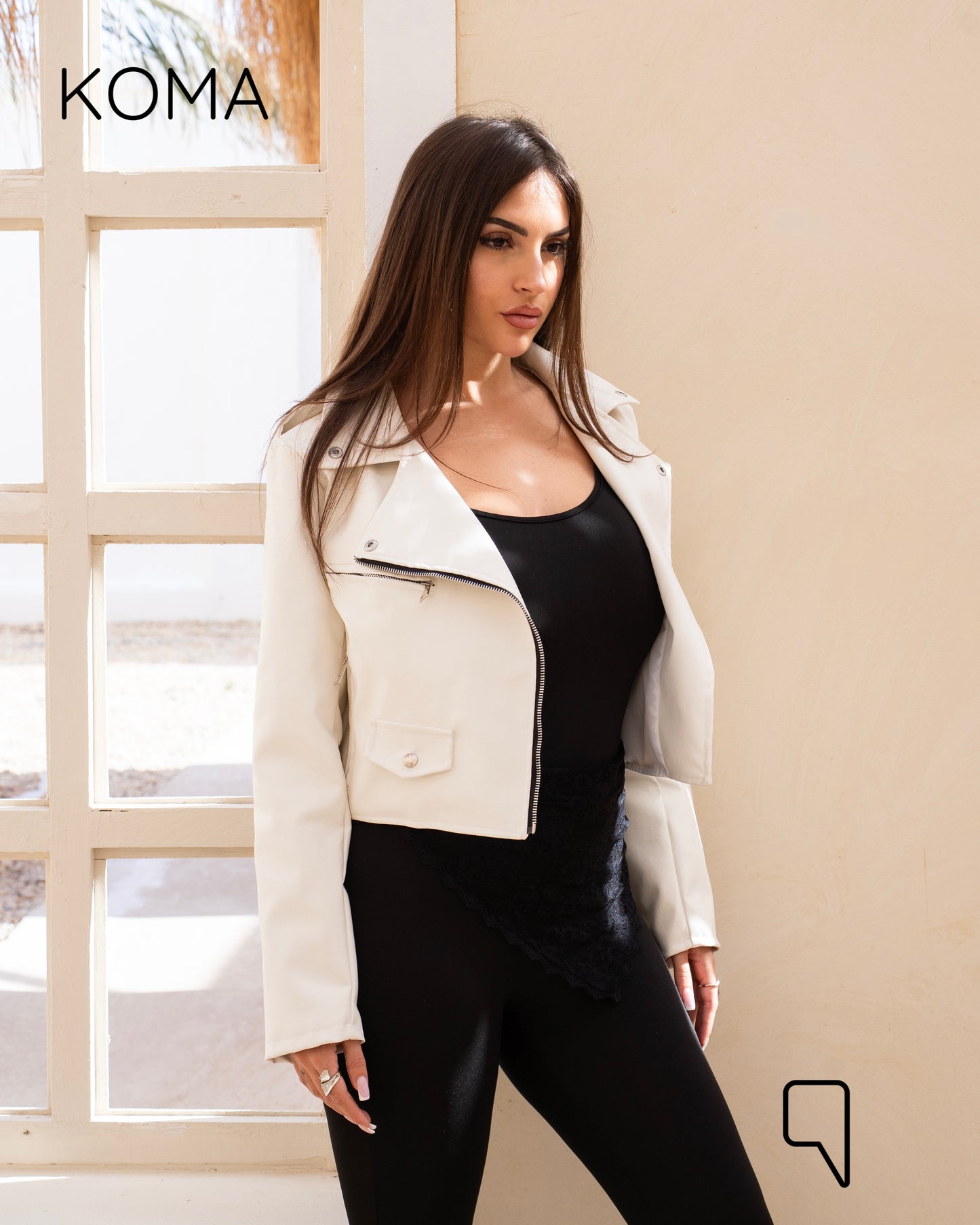 Leather Biker Jacket - White
