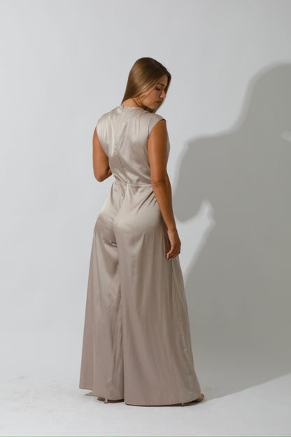 Flared Jumpsuit - Beige