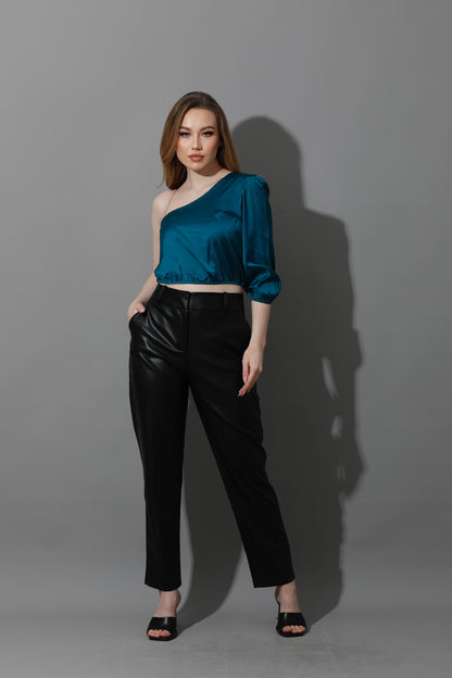 Leather Chino Trousers - Black