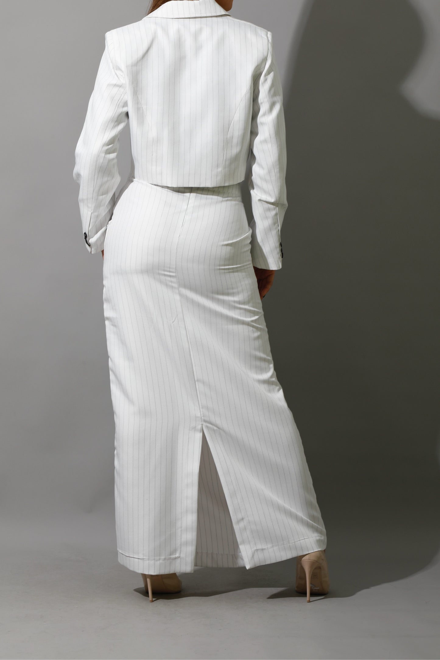 Striped Maxi Skirt Co-Ord - White