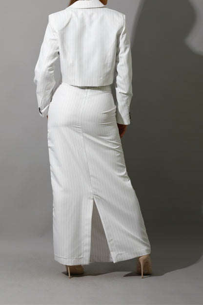 Striped Maxi Skirt Co-Ord - White