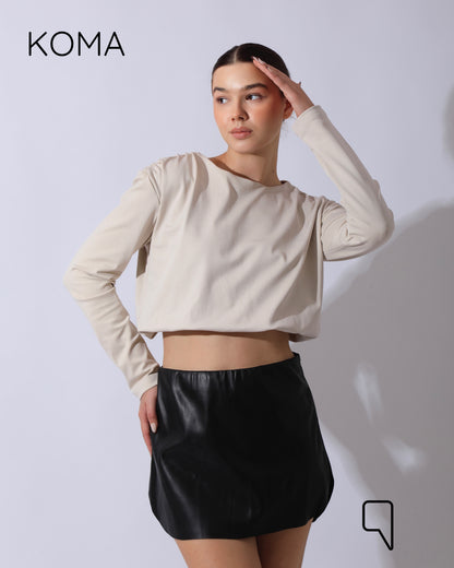 Charlene Elastic Top - Beige