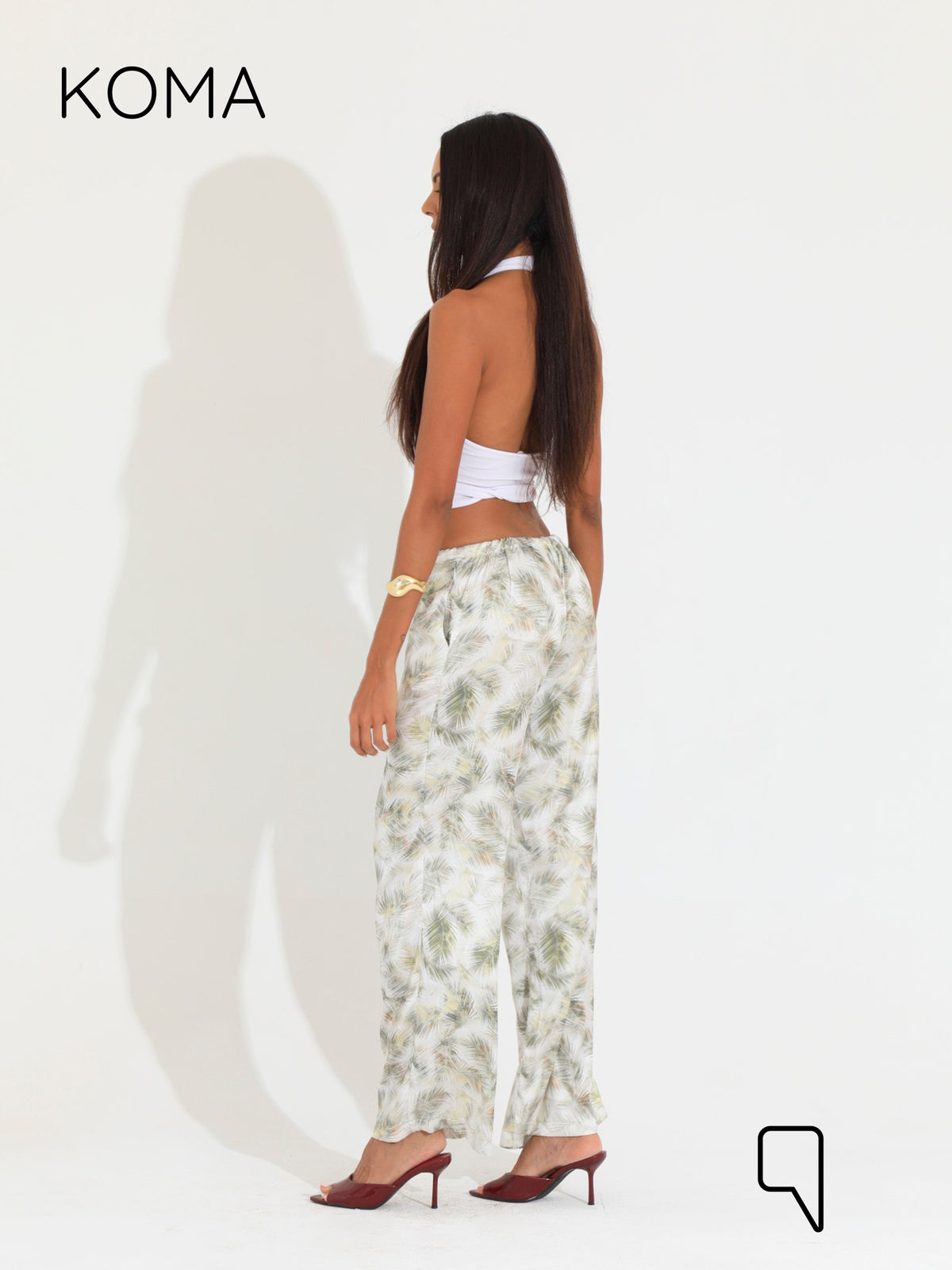 Elsie Lose Fit Trousers - Multicolored Olive
