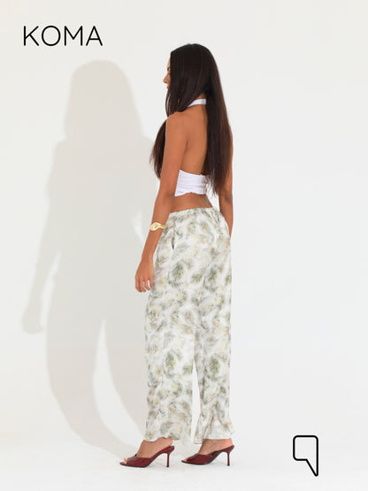 Elsie Lose Fit Trousers - Multicolored Olive