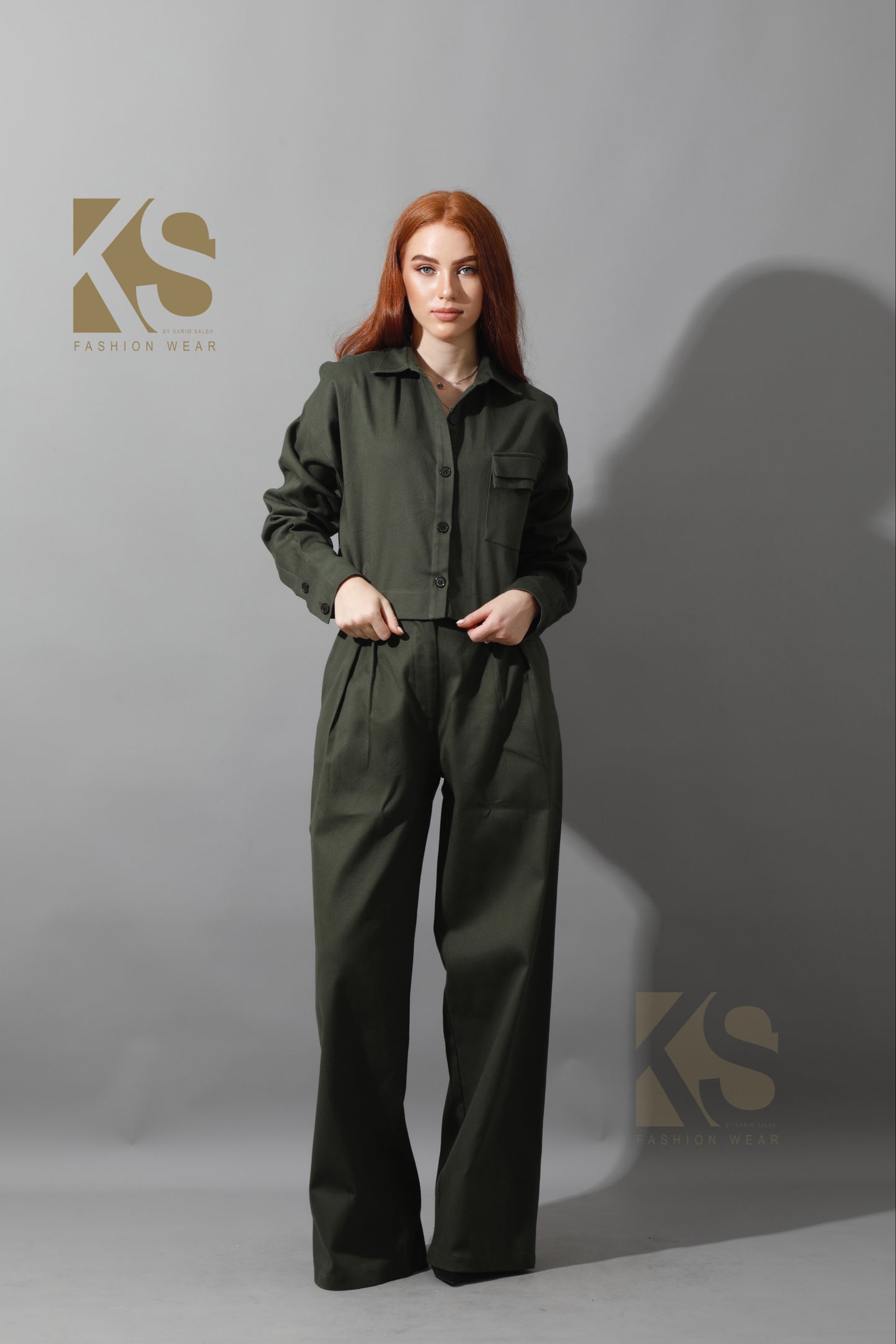 Cropped Lose Shirt - Olive