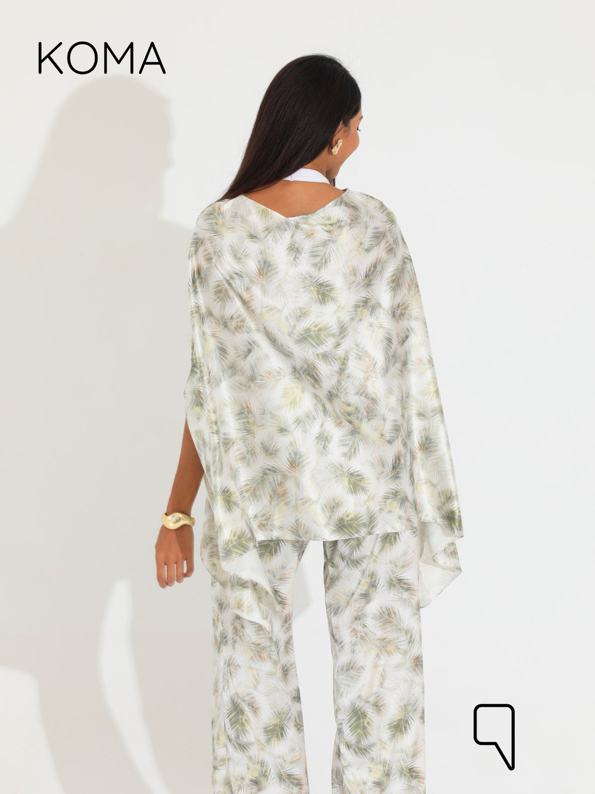 Celeste Satin Butterfly Blouse - Multicolored Olive