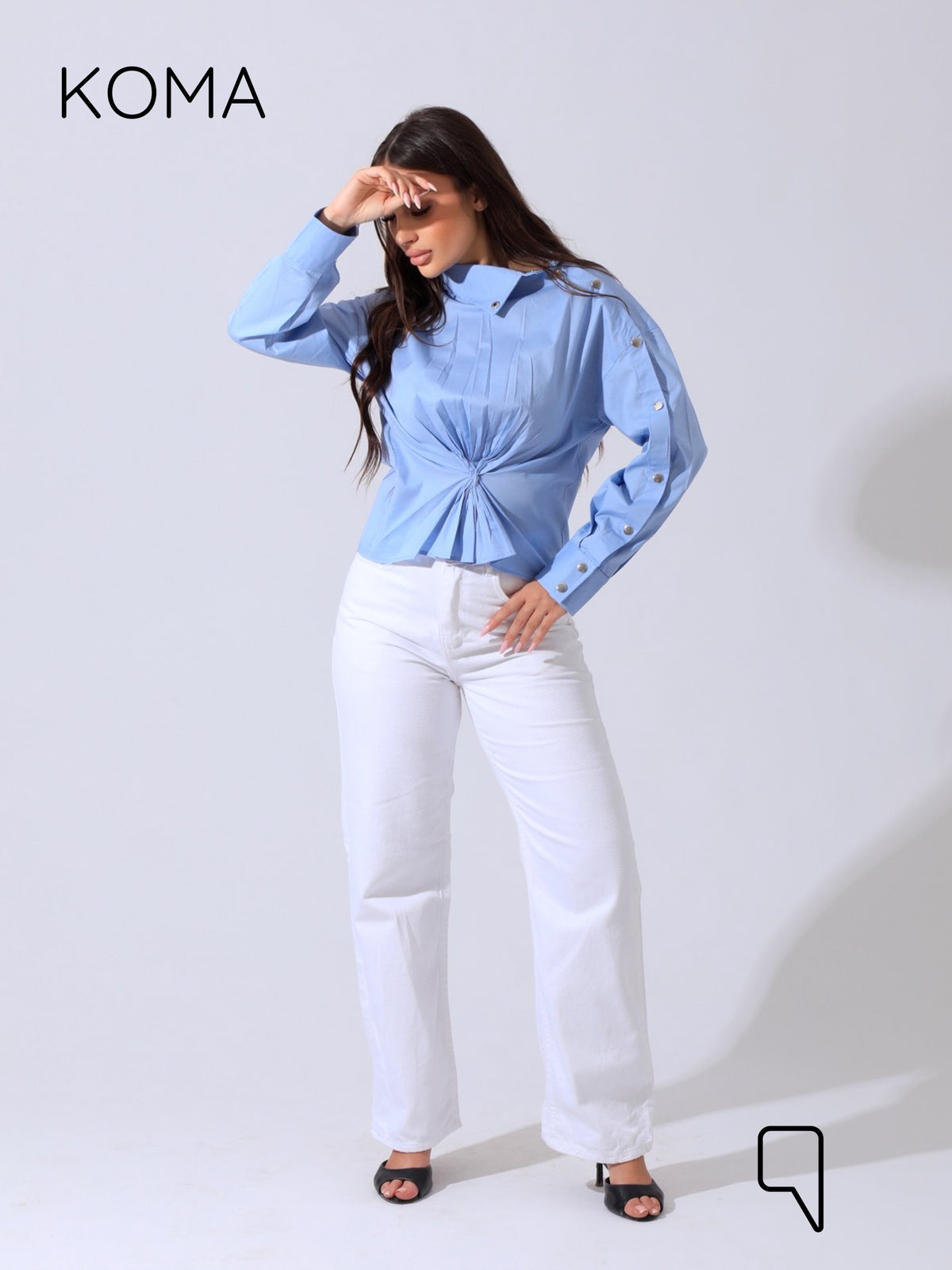 issy snap-button Shirt - Baby Blue