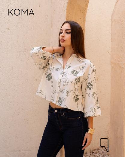 Paloma Textured Embroidered Blend Shirt - Camel