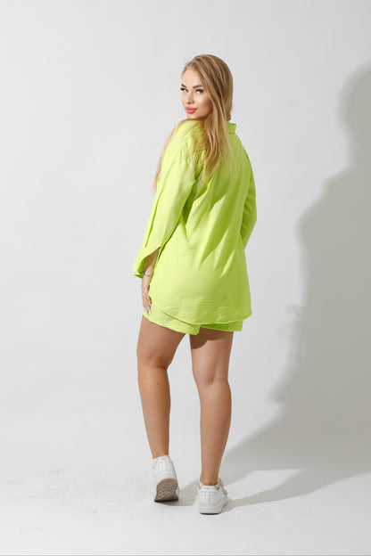 Lose Fit Shirt & Shorts Set - Lime Green