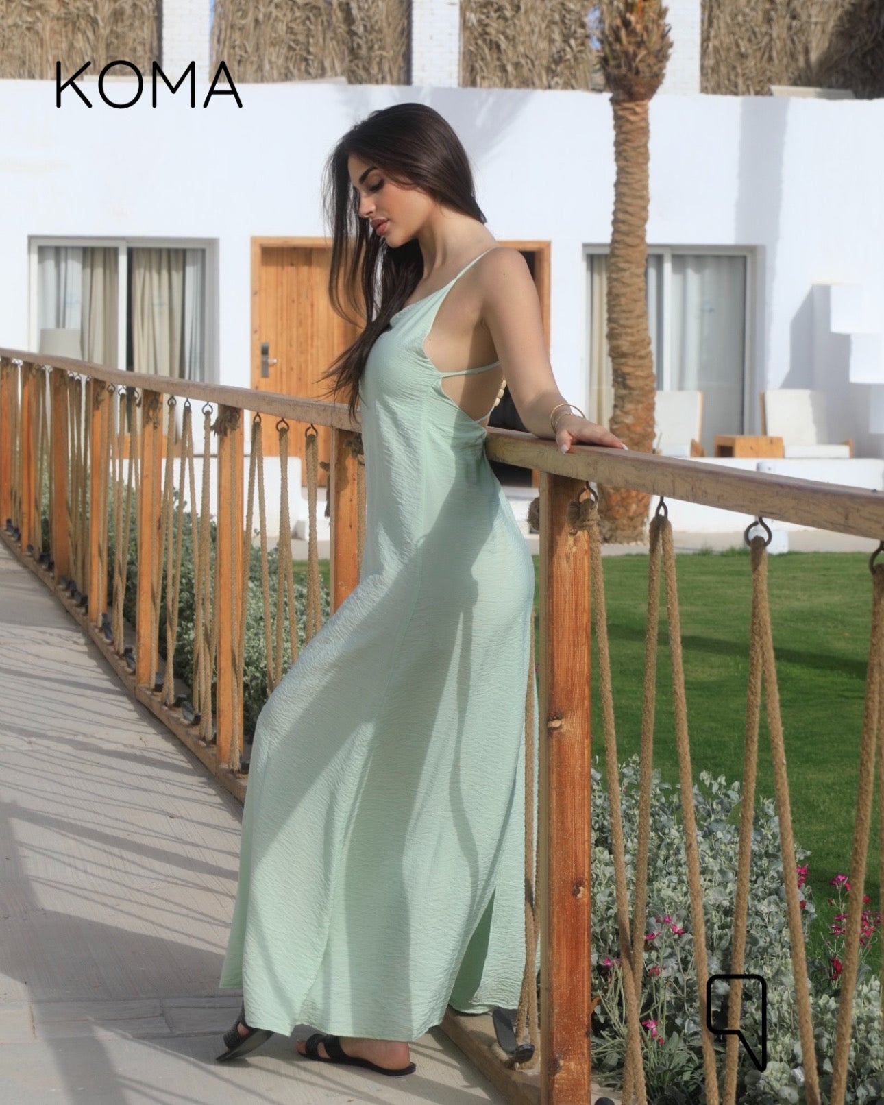 Noella Backless Maxi Dress - Mint