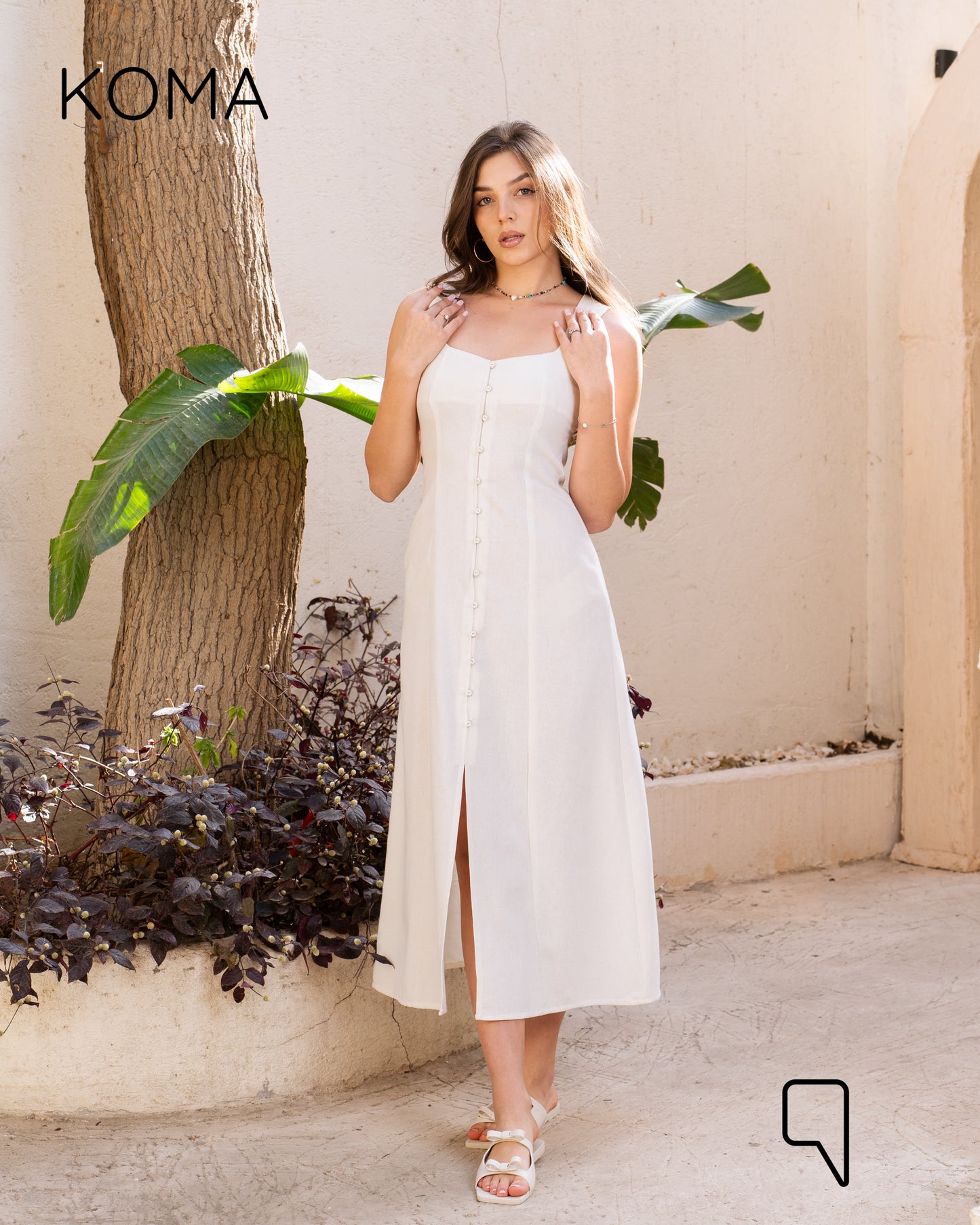 ivanna Midi Blend Dress - White