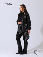 Cailyn Leather eyelet Jacket - Black