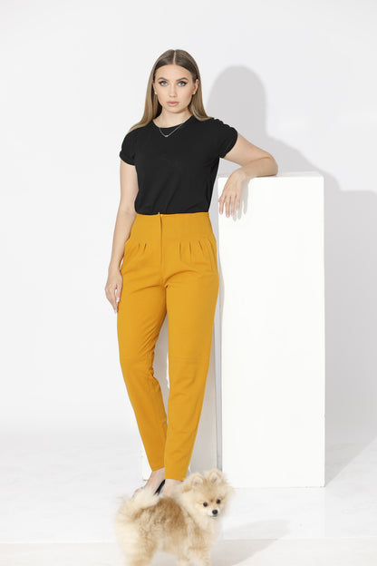High Waist Trousers - Yellow