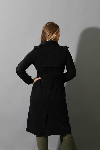 Wrap Trench Cardigan - Black