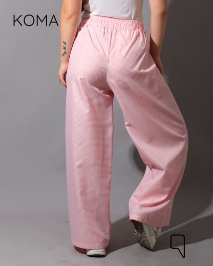 Plaid Straight Leg trousers - Plaid Pink