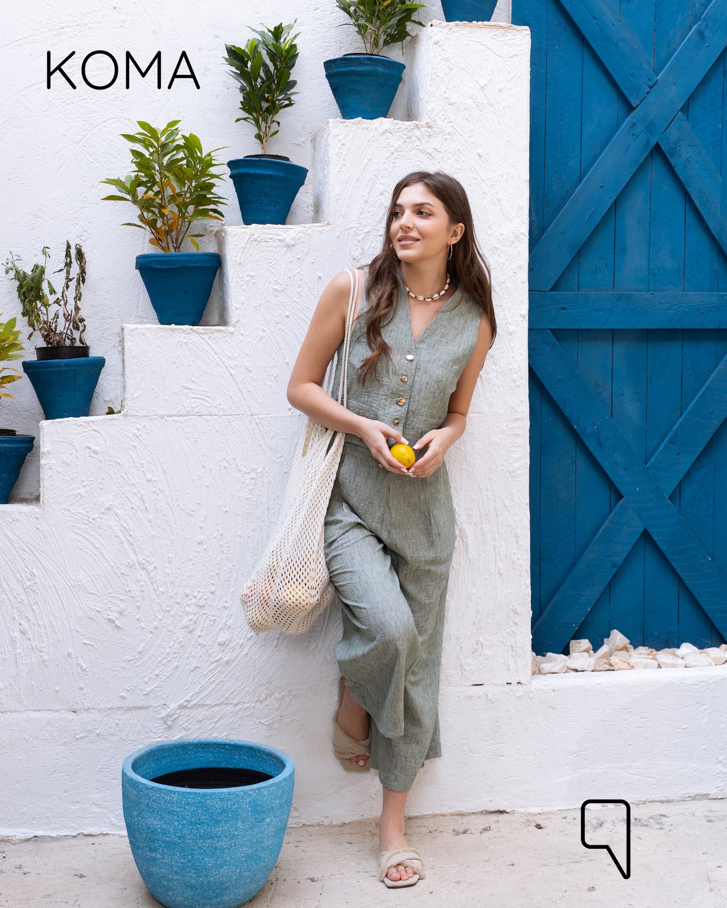 Judy Blend Waistcoat Jumpsuit - Matcha