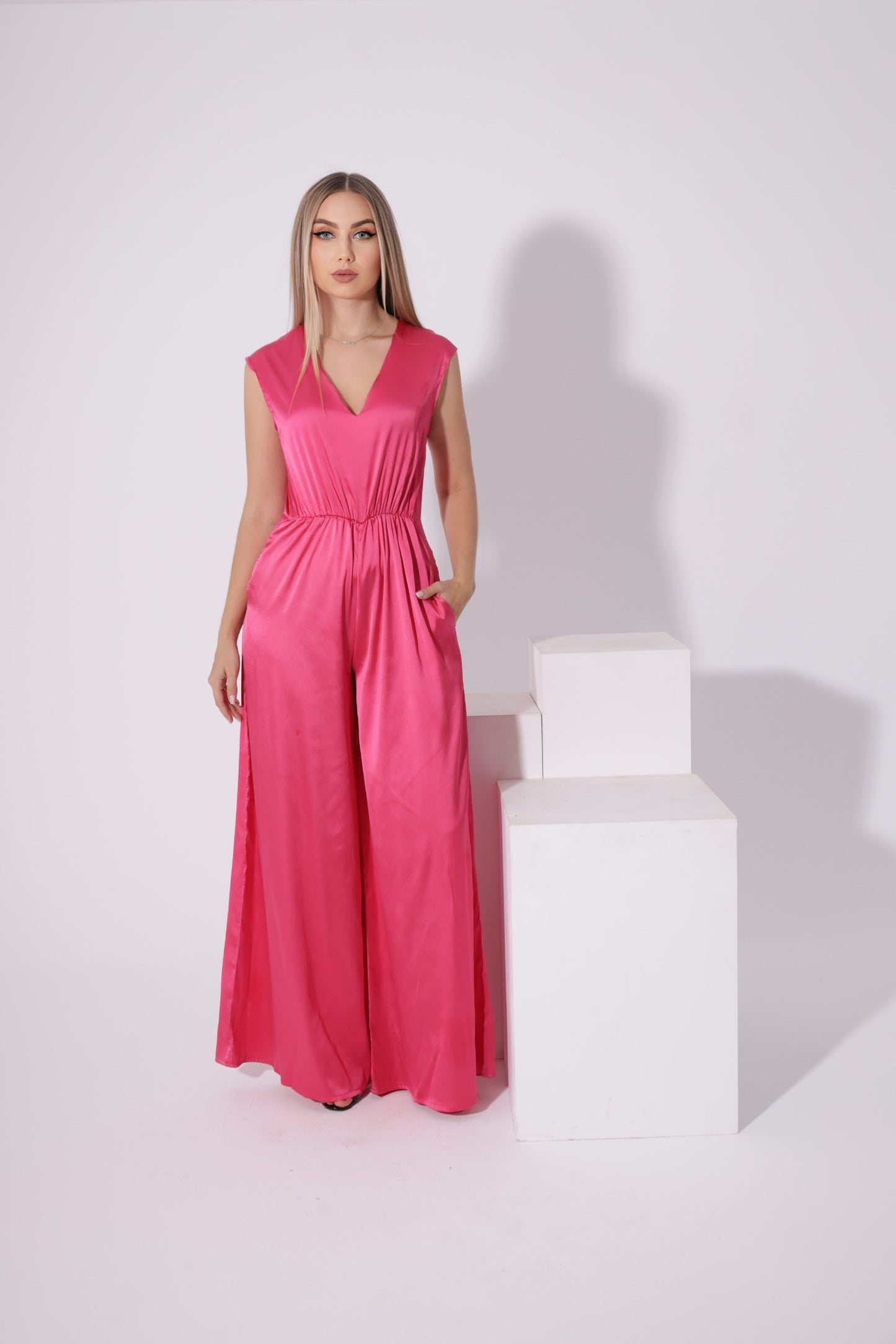 Flared Jumpsuit - Barbie Pink
