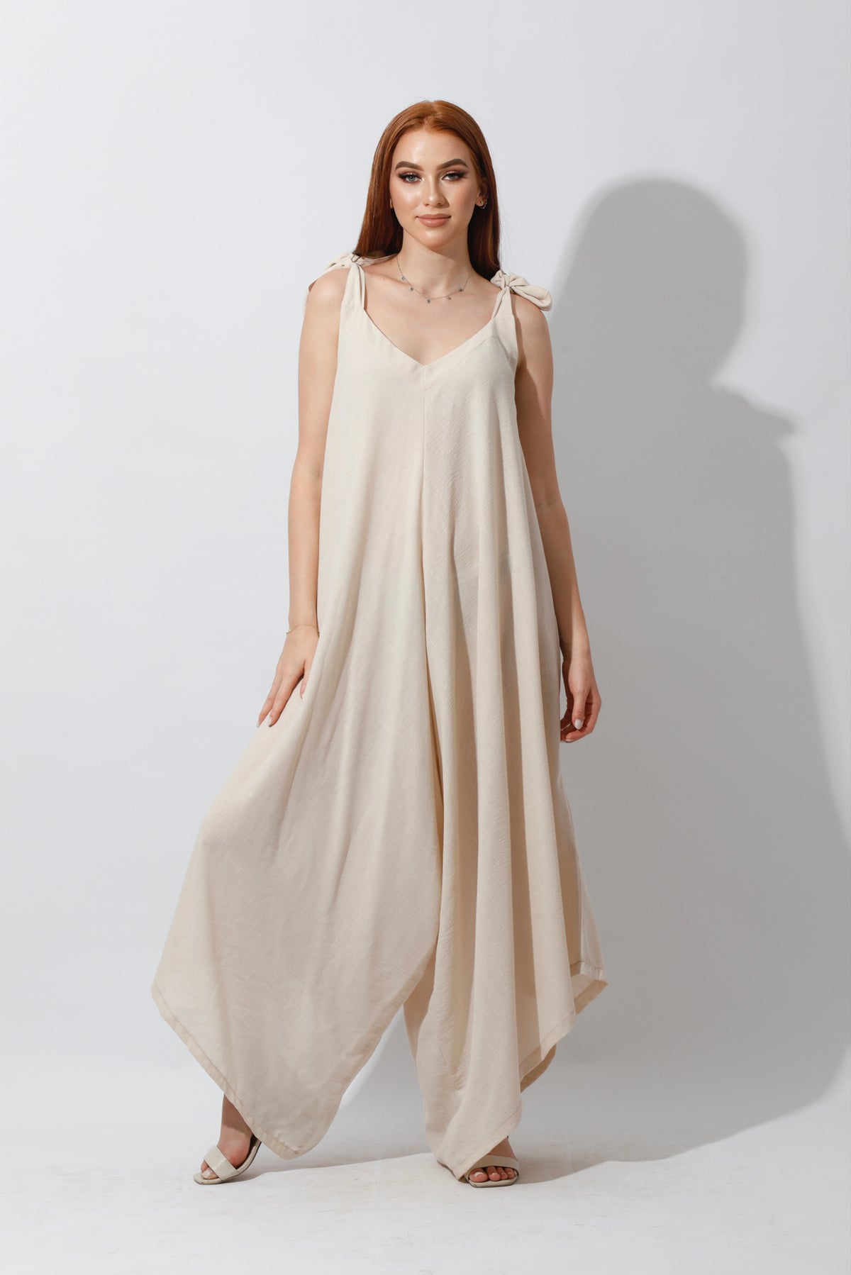 Tied Up Lose Jumpsuit - Beige